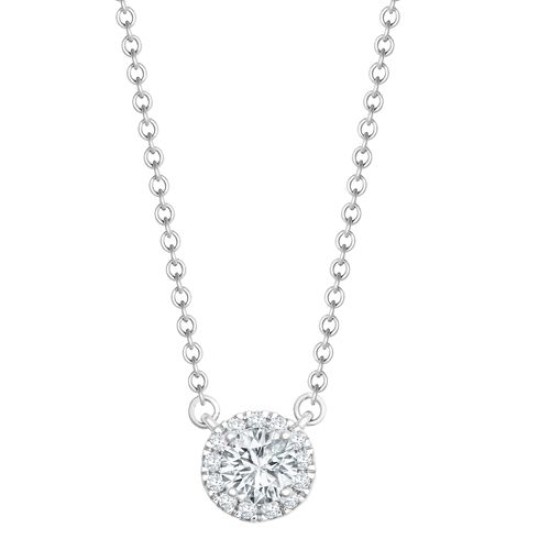 18ct White Gold 0.08ct Diamond Halo Pendant with 16-18 Chain Extender set with a 0.25ct J I1 Diamond