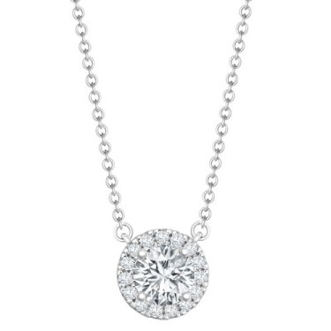 18ct White Gold 0.15ct Diamond Halo Pendant with 16