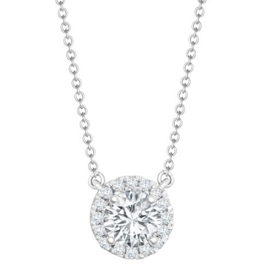 18ct White Gold 0.20ct Diamond Halo Pendant with 16-18 Chain Extender set with a 1.00ct G SI1 Diamond
